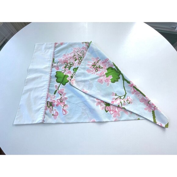 Vintage 70s pillowcase, pink geranium flowers, single casing, Springmaid - Picture 3 of 10